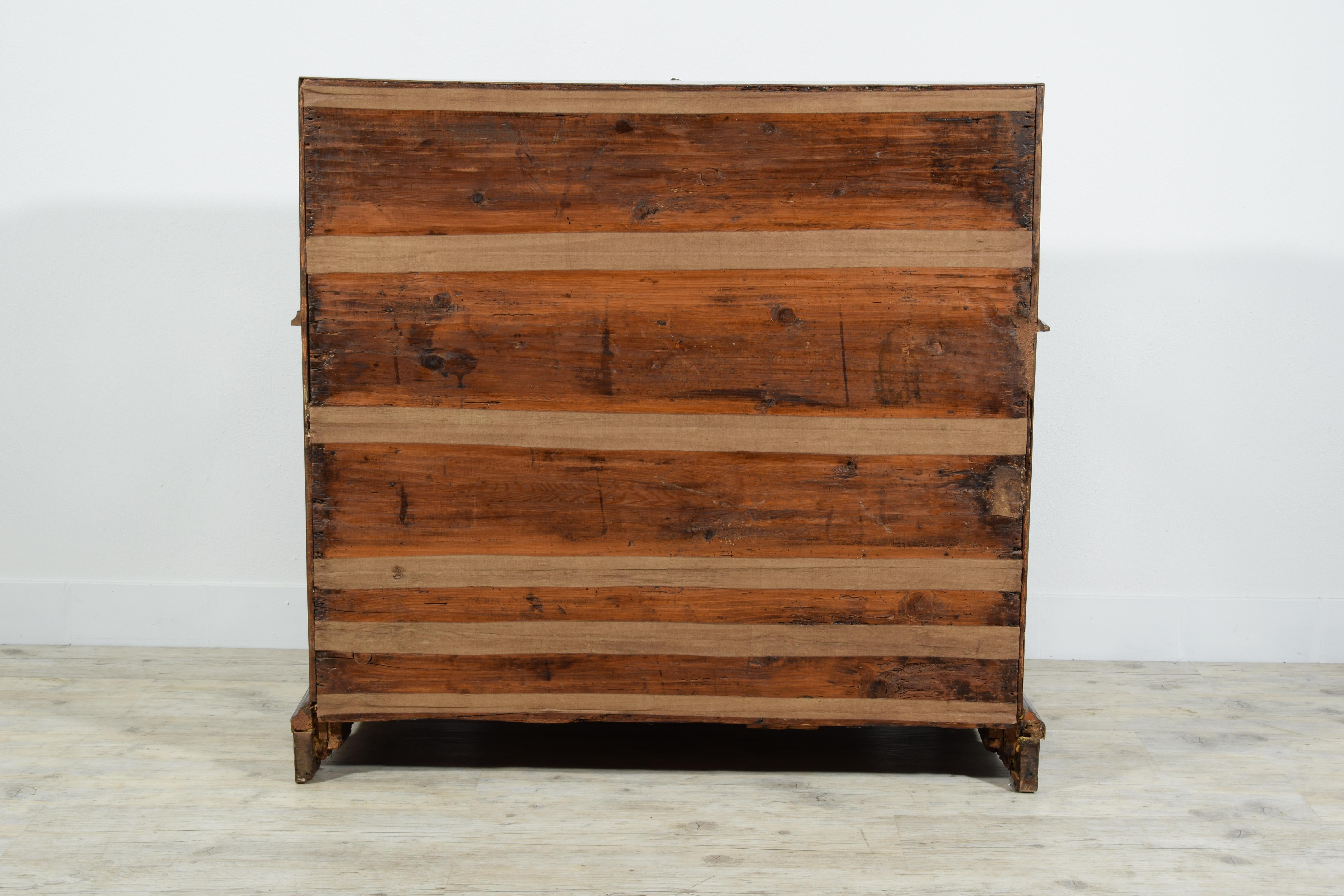 18th Century, Italian Walnut Wood Chest of Drawers with Secrétaire For Sale 11