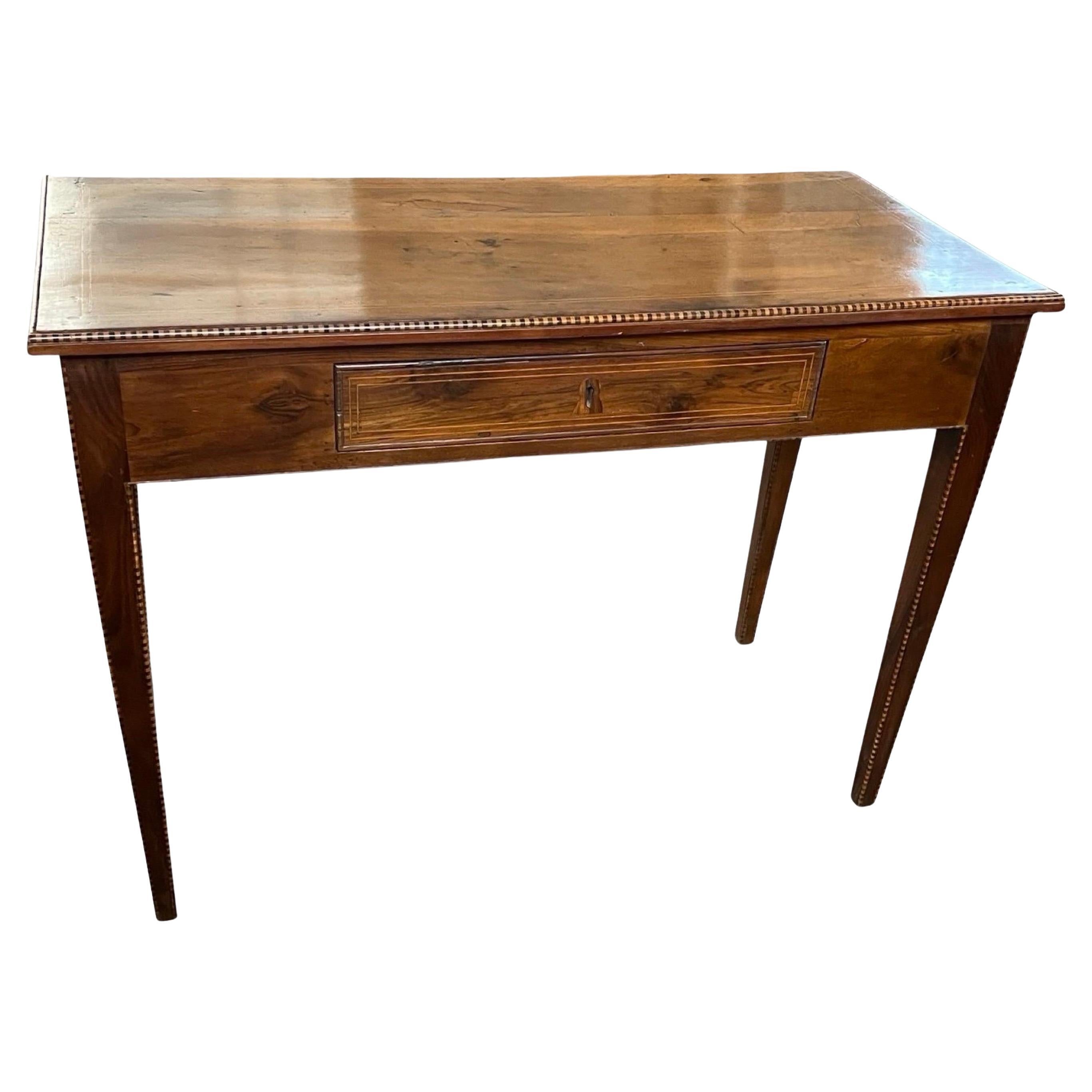 18th Century Italian Walnut Writing Desk / Side Table With Inlay