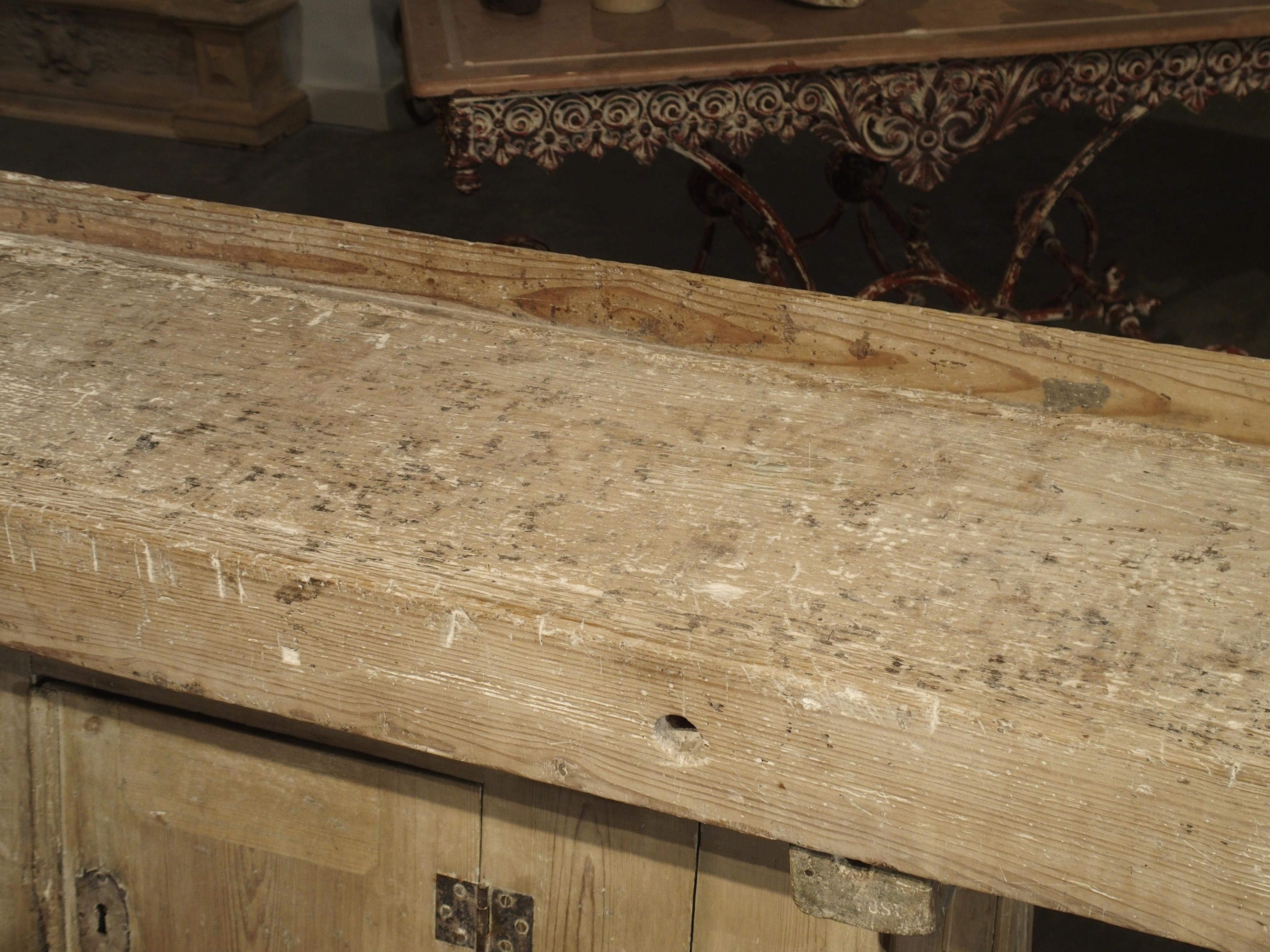 18th Century Italian Whitewashed Pine Work Bench with Lower Storage 5