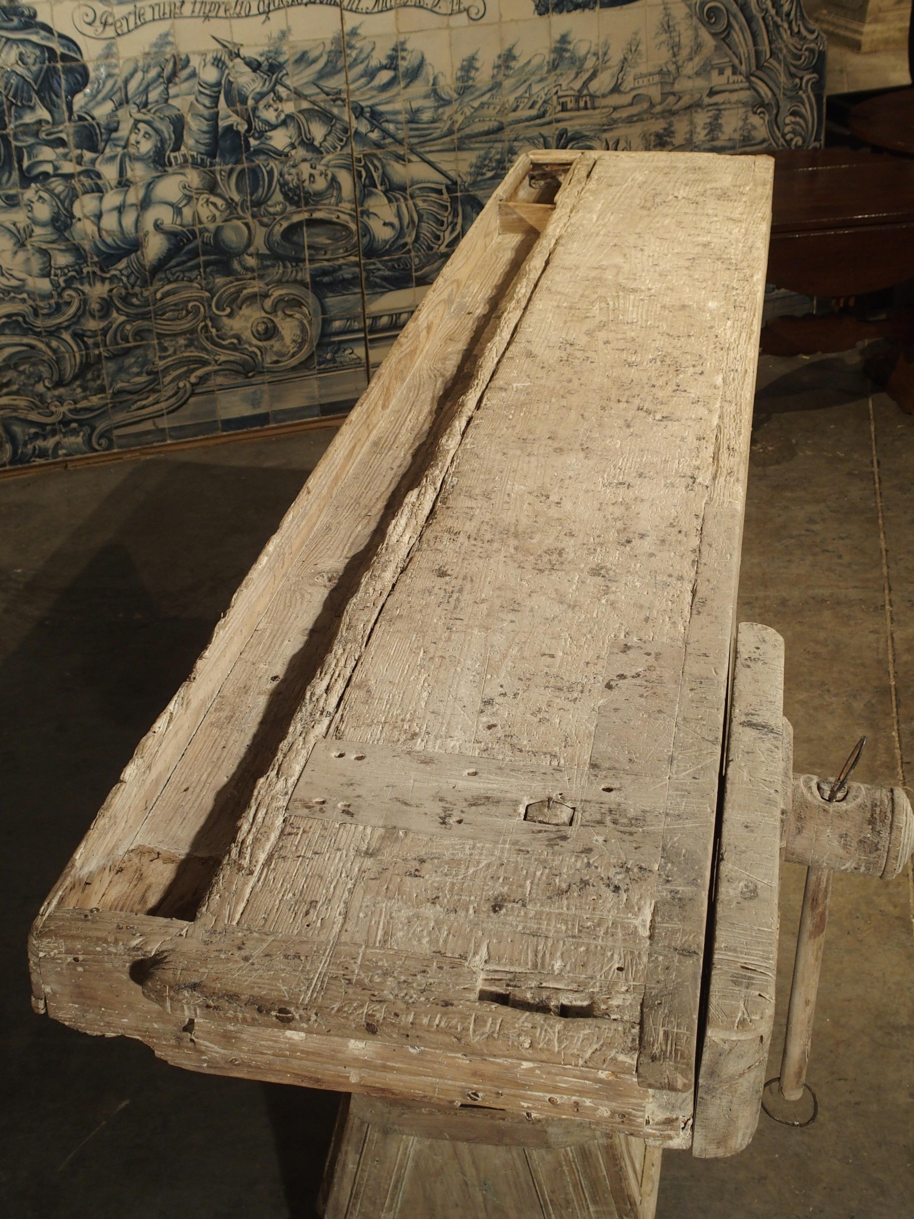 18th Century Italian Whitewashed Pine Work Bench with Lower Storage 11