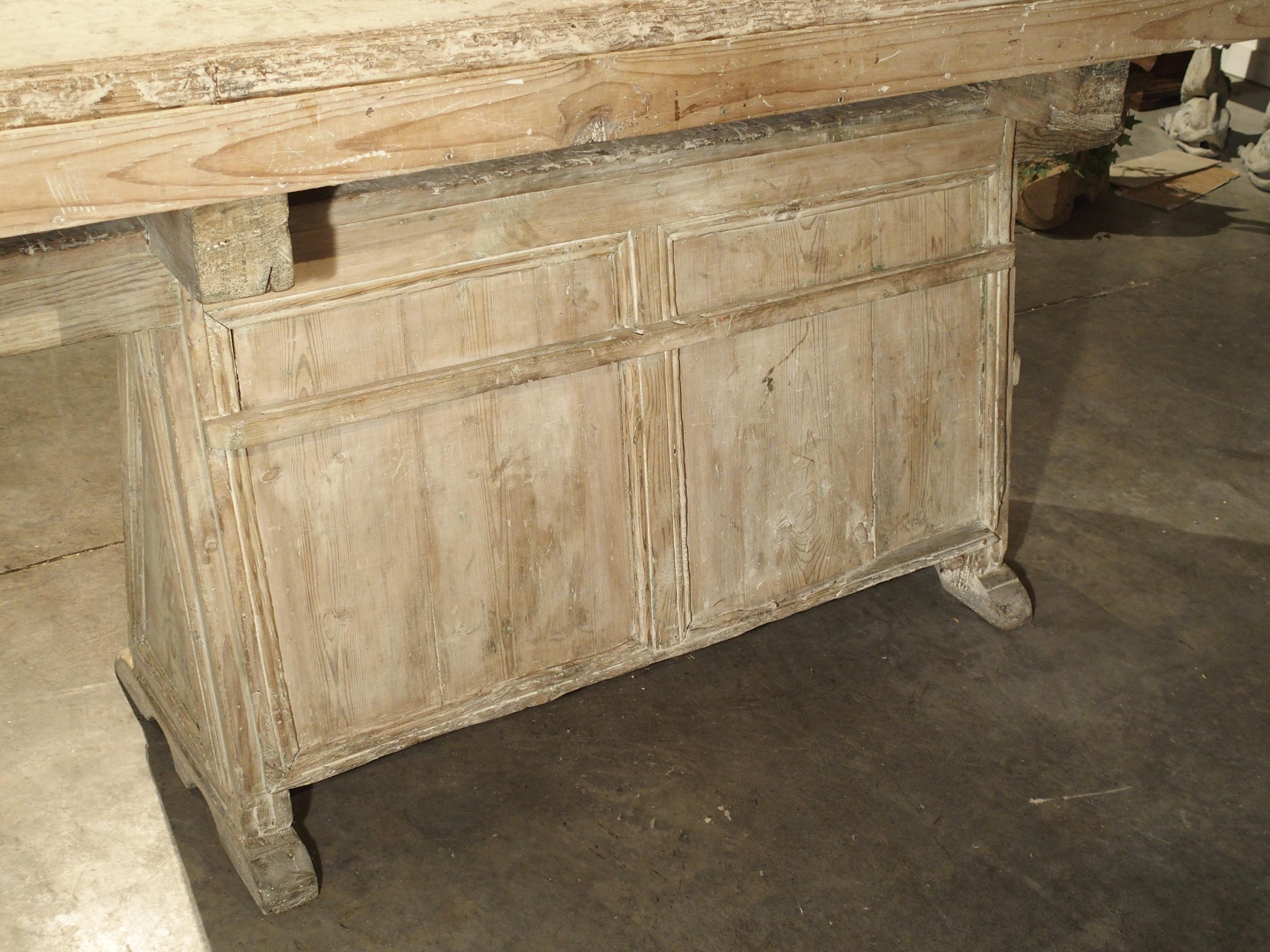 18th Century Italian Whitewashed Pine Work Bench with Lower Storage 13