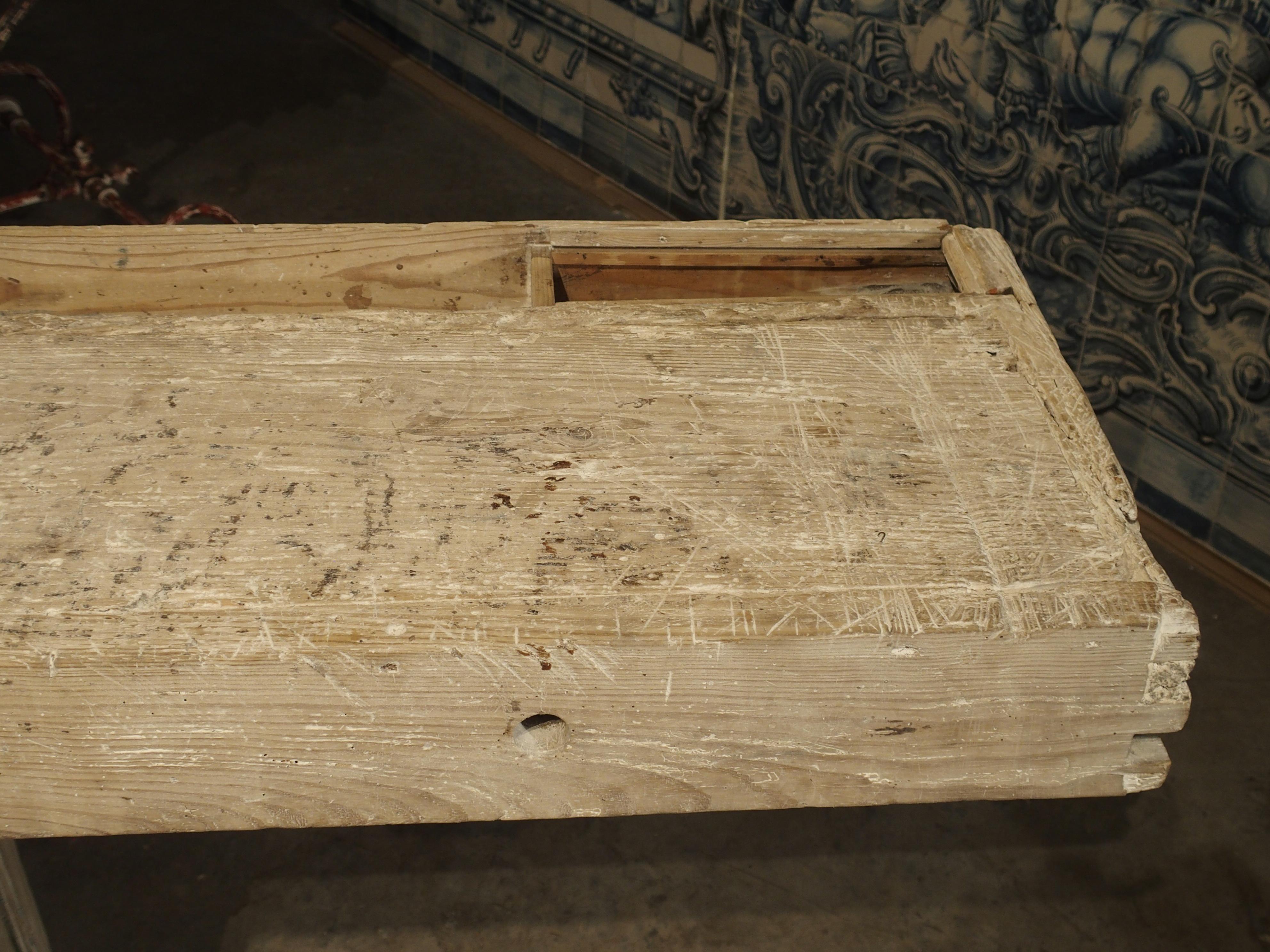 18th Century Italian Whitewashed Pine Work Bench with Lower Storage 4
