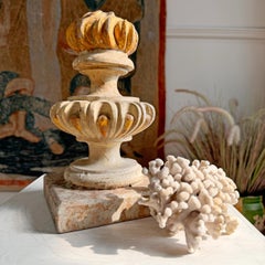 18th Century Italian Wood and Gesso Altar Vase with Flame and Faux Marble