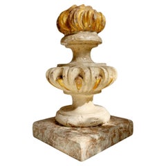 18th Century Italian Wood and Gesso Altar Vase with Flame and Faux Marble