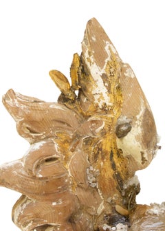 18th Century Italian Wood Angel Wing with Calcite Crystals and Baroque Pearls