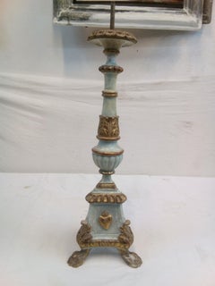 18th Century Italian Wood Candleholder of Order of the Sacred Heart