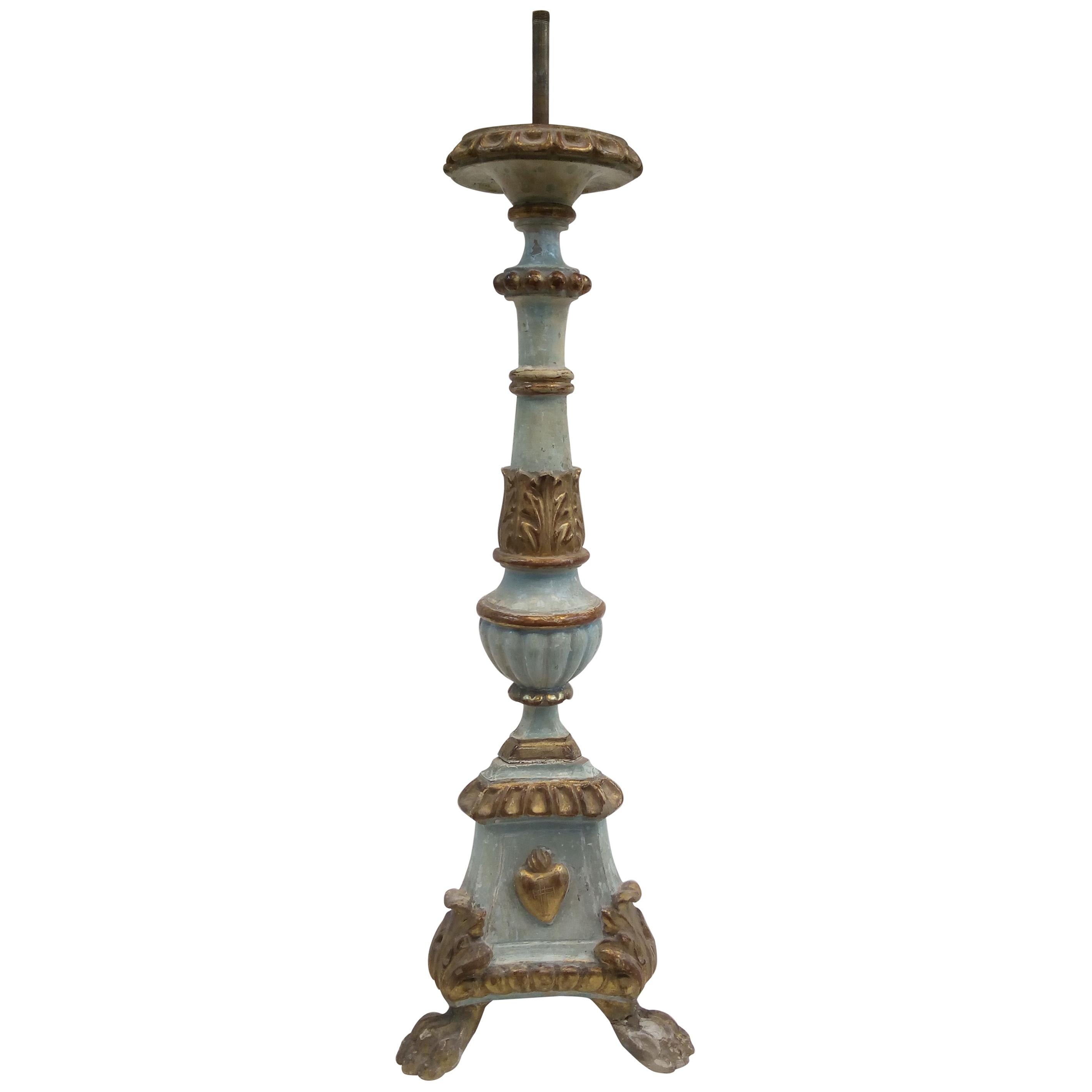 18th Century Italian Wood Candleholder of Order of the Sacred Heart For Sale