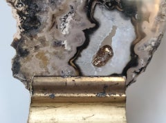 18th Century Italian Wood Molding Decorated with a Polished Agate Slice
