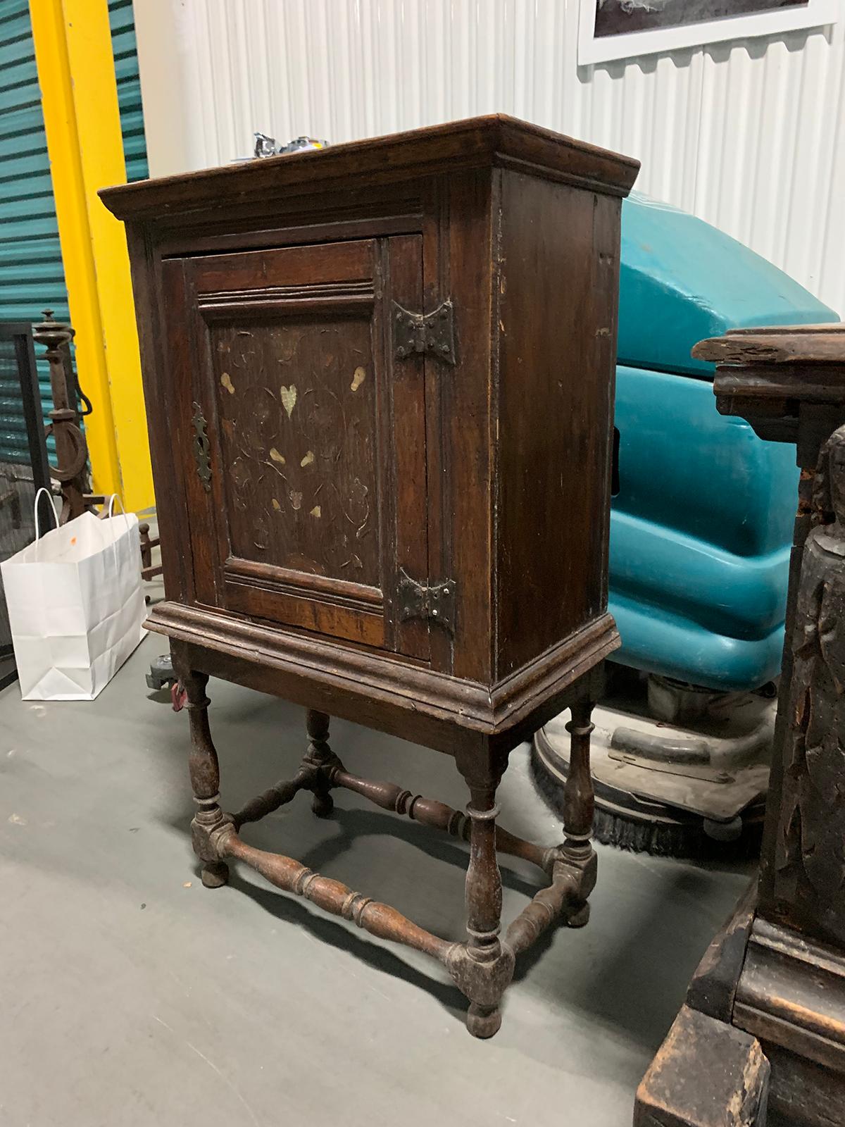 18th Century Italian Wood Mother of Pearl Inlaid Cabinet on Stand, One-Door In Good Condition For Sale In Atlanta, GA