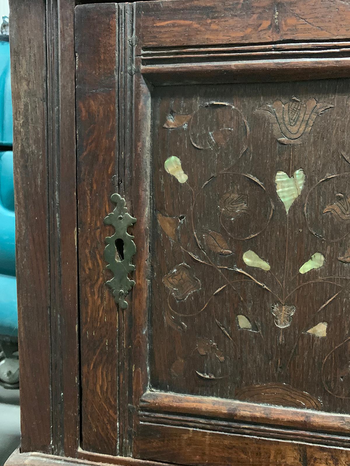 18th Century and Earlier 18th Century Italian Wood Mother of Pearl Inlaid Cabinet on Stand, One-Door For Sale