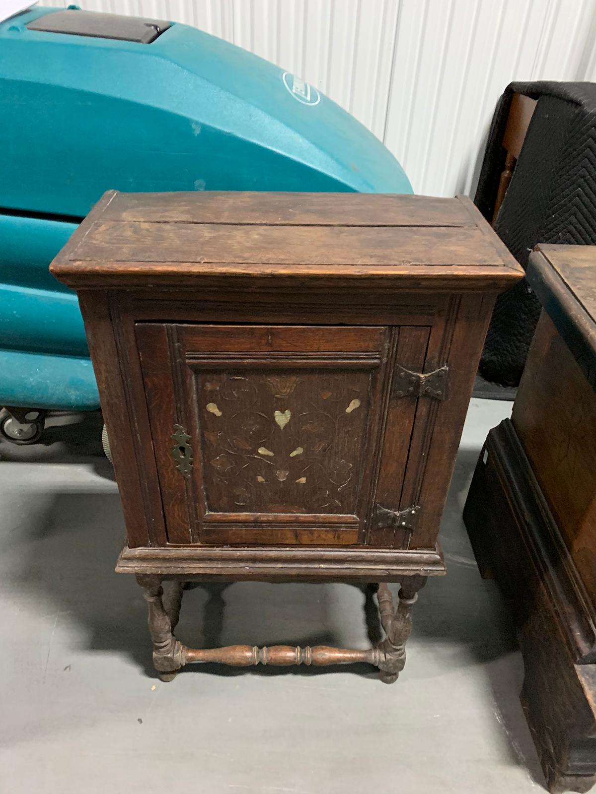 18th Century Italian Wood Mother of Pearl Inlaid Cabinet on Stand, One-Door For Sale 4