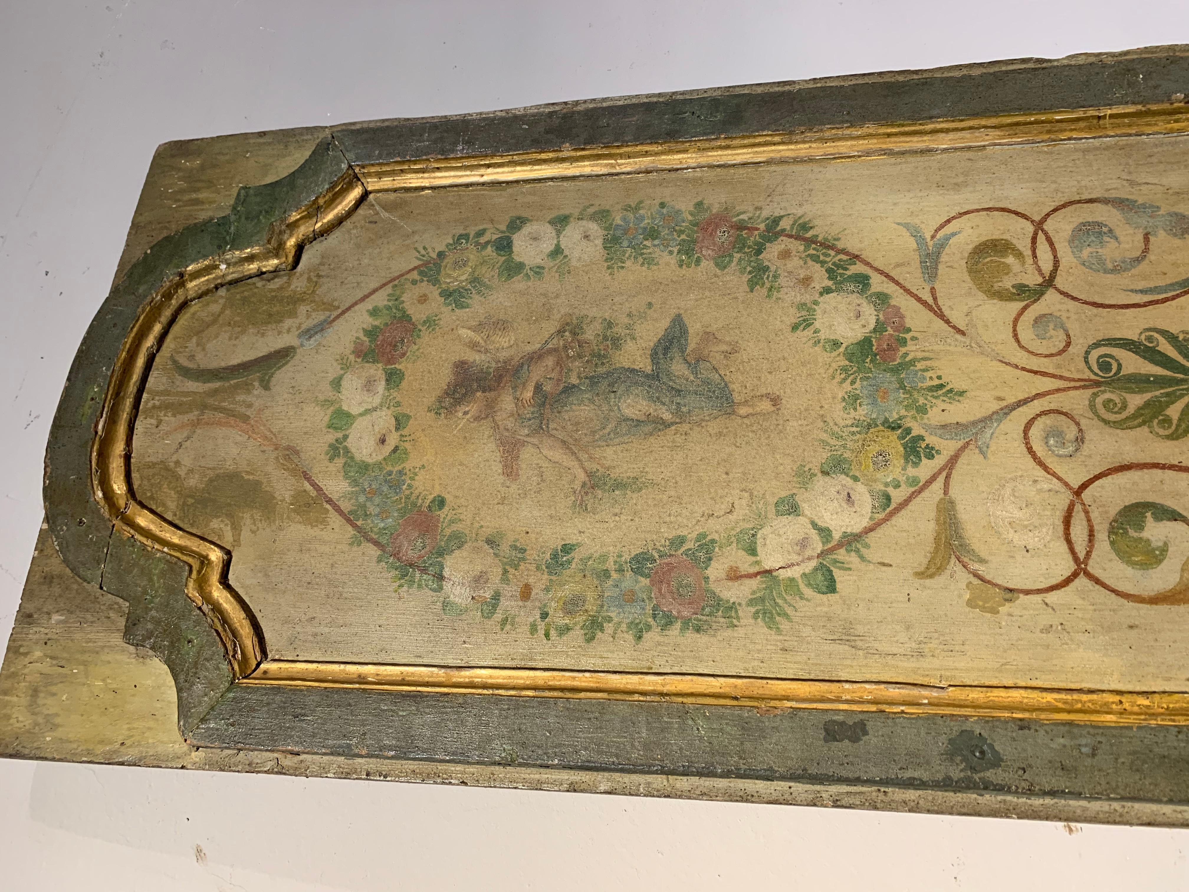 Pine 18th Century Italian Wood Painted Panel For Sale