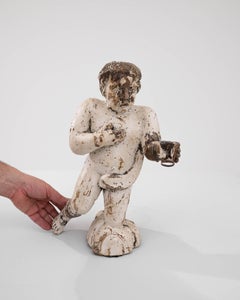 18th Century Italian Baroque Wooden Cherub Sculpture with Rustic Charm