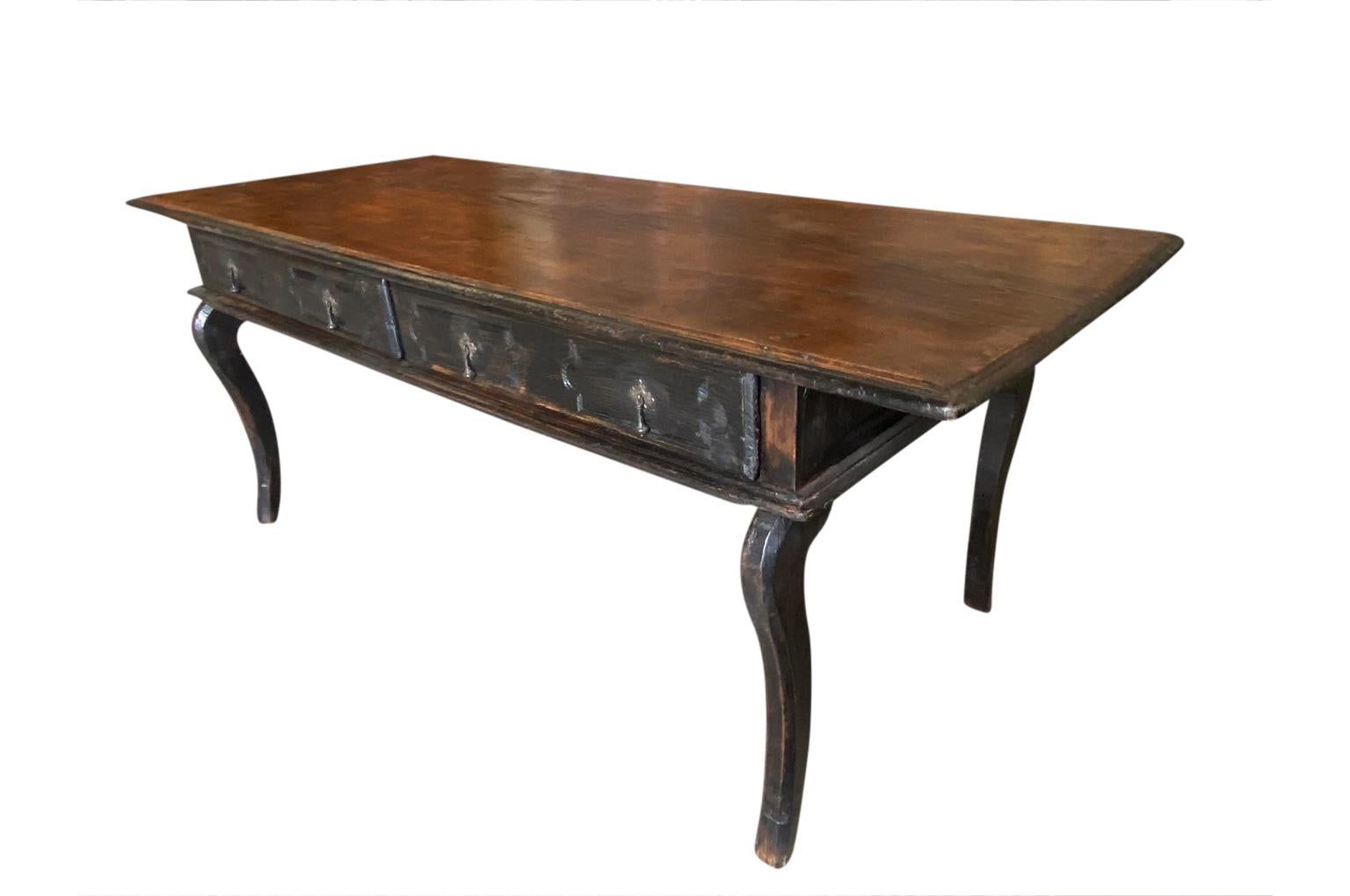 Chestnut 18th Century Italian Writing Table, Desk For Sale