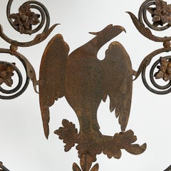 18th Century Large Sign with Eagle Crowned Iron Double Sided Italian Sign