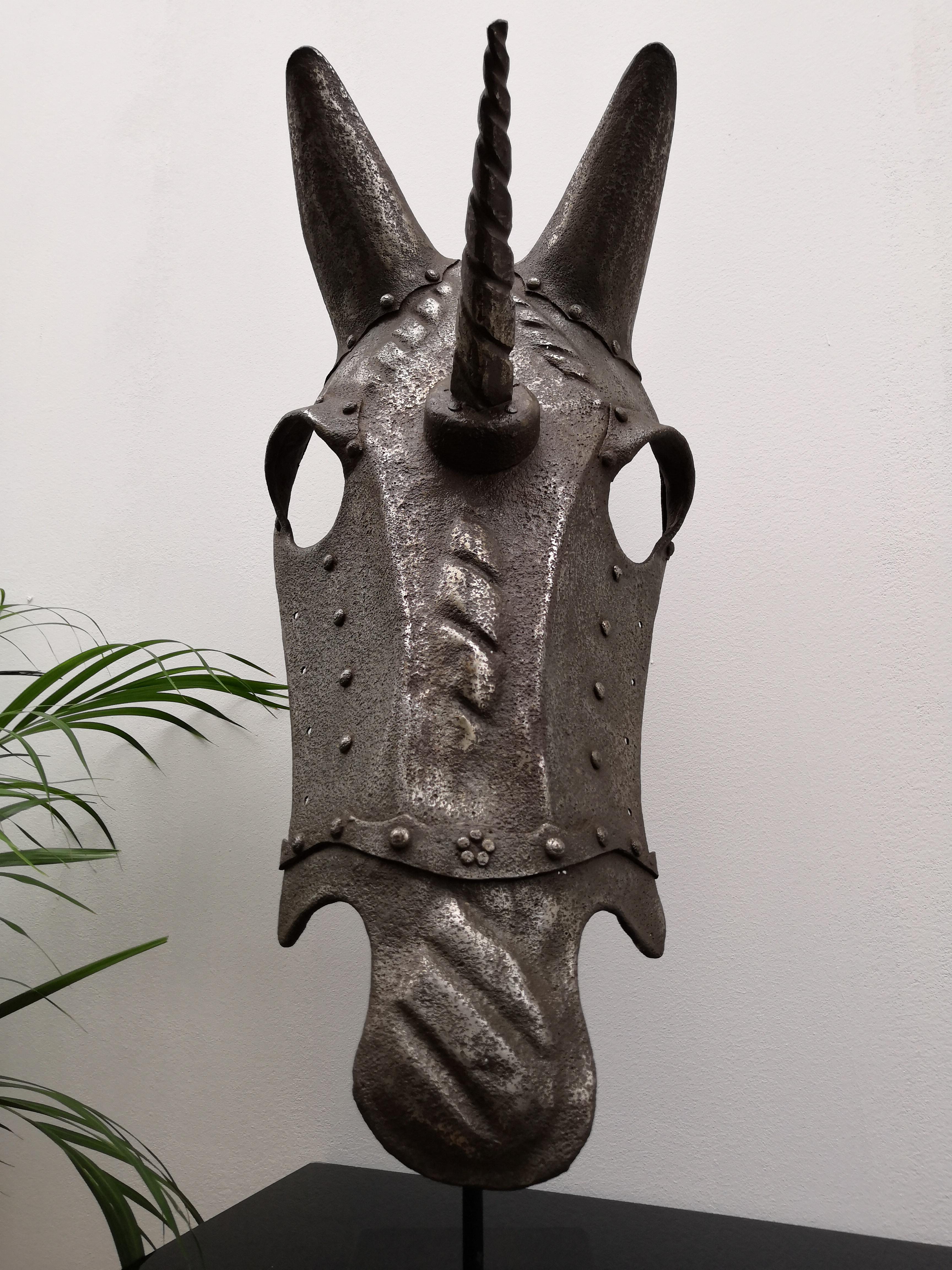 18th Century Italian Wrought Iron Chamfron, Shaffron, Horse Armor Mask 3