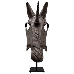 18th Century Italian Wrought Iron Chamfron, Shaffron, Horse Armor Mask