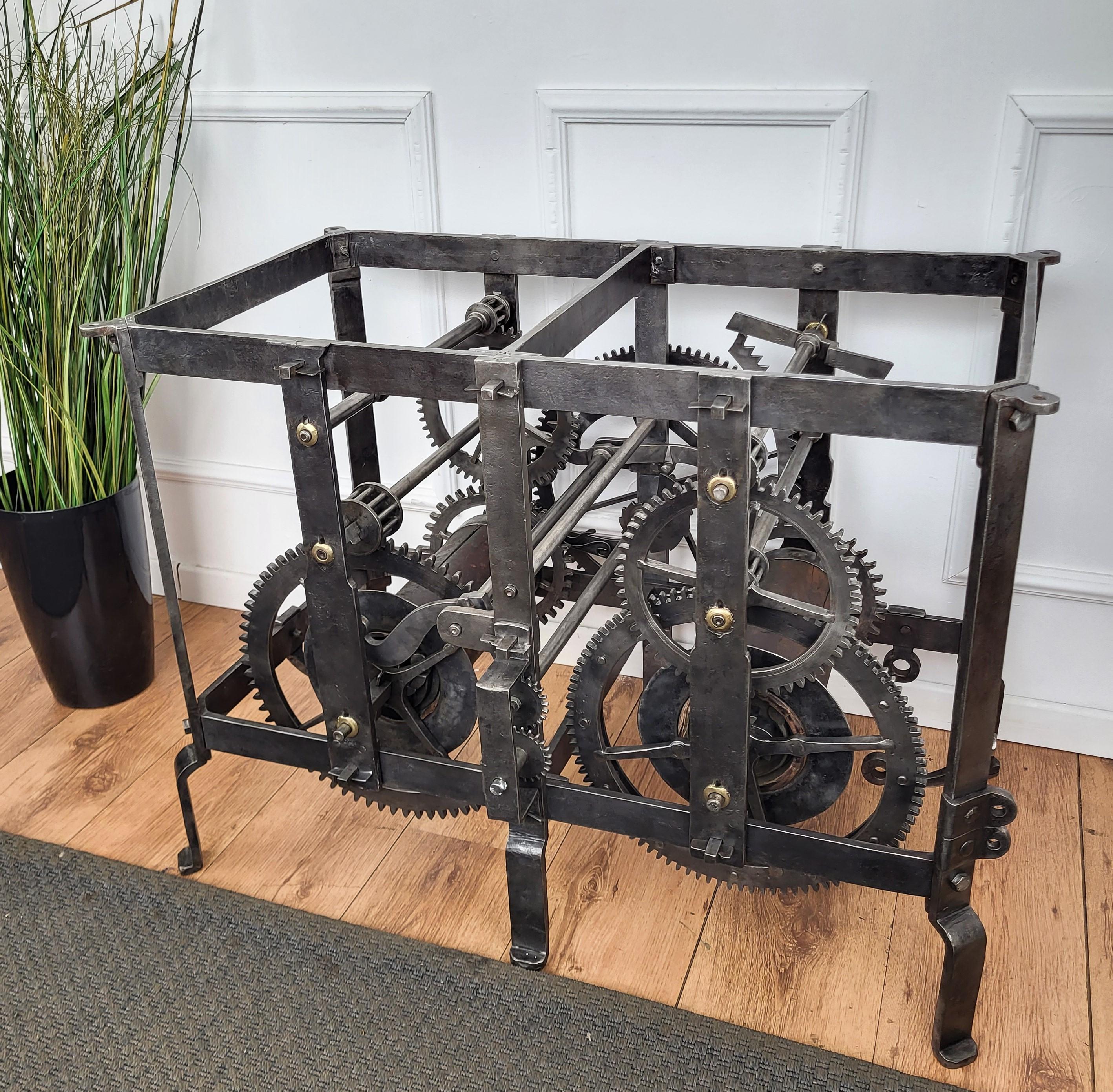 18th Century Italian Wrought Iron Church Tower Turret Clock Console Side Table For Sale 3