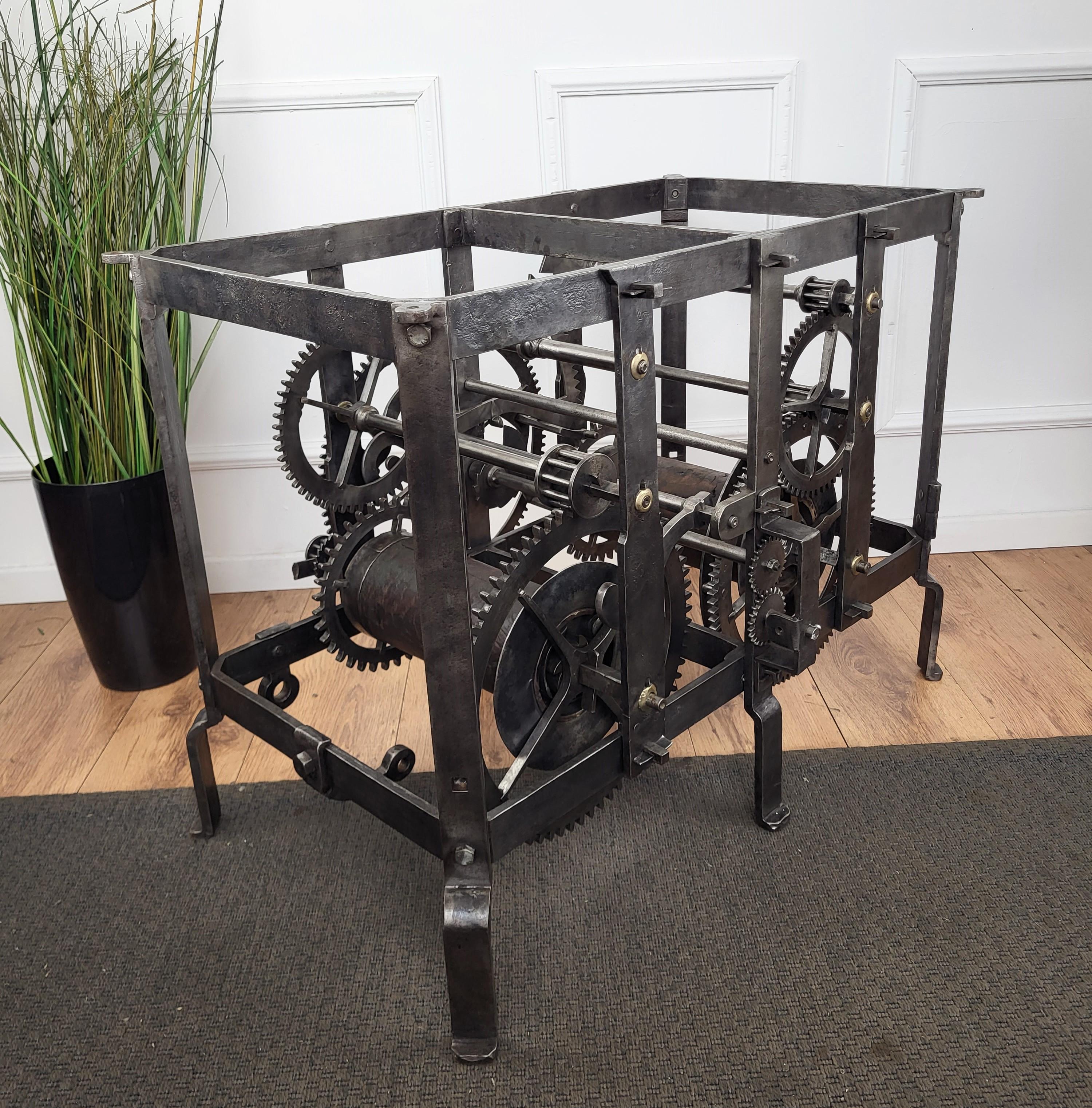 18th Century Italian Wrought Iron Church Tower Turret Clock Console Side Table For Sale 2
