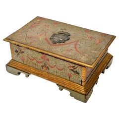 Coffret italien du 18ème siècle Peinture d'origine d'un écusson de Venezia