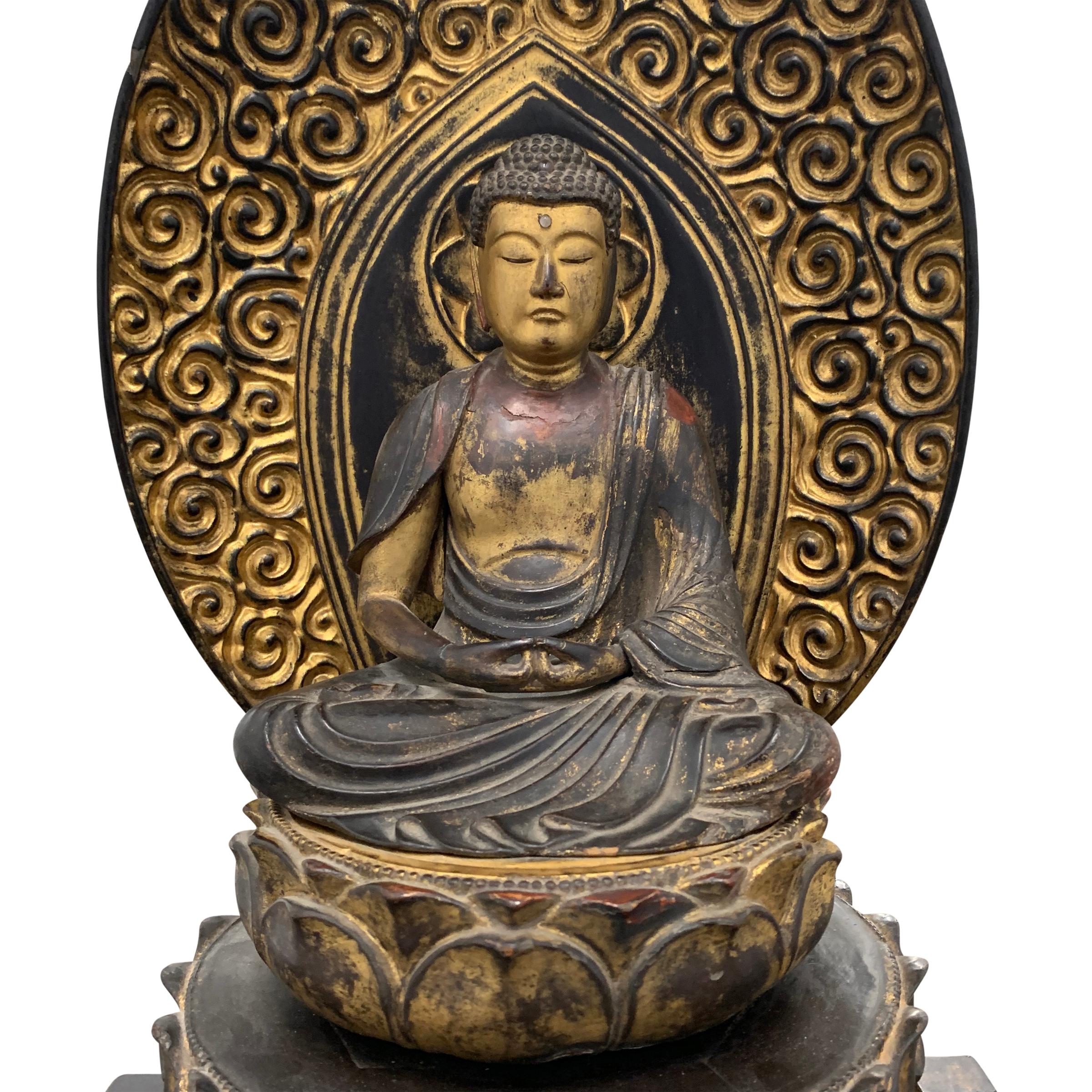 Hand-Carved Edo Period Japanese Bodhisattva Shrine For Sale