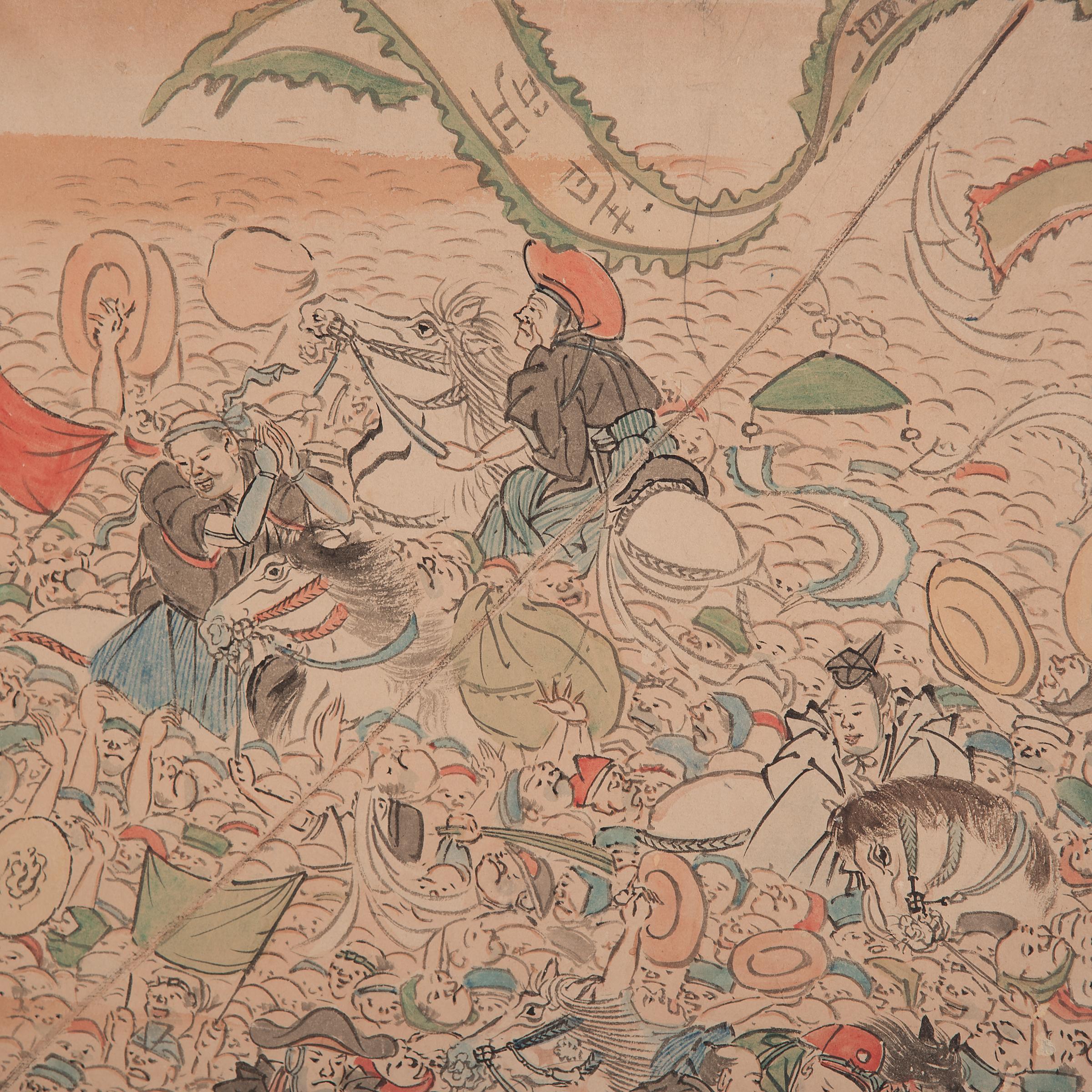 Japanese Edo Festival Screen, c. 1750 In Good Condition For Sale In Chicago, IL