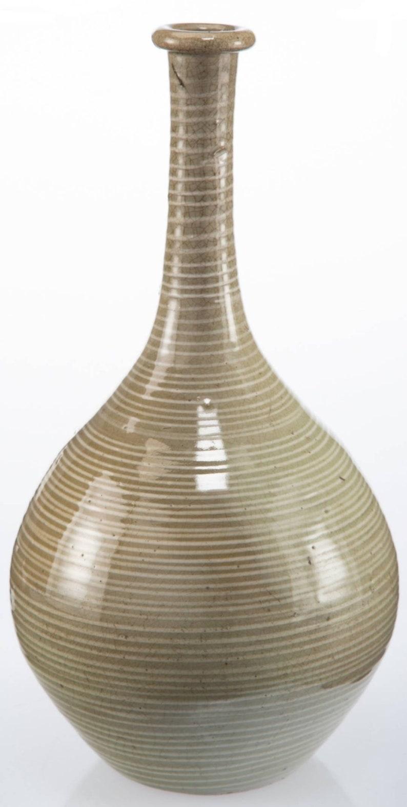 Seltene japanische Edo-Periode Seto Ware Keramik Bottleneck Vase im Angebot 2