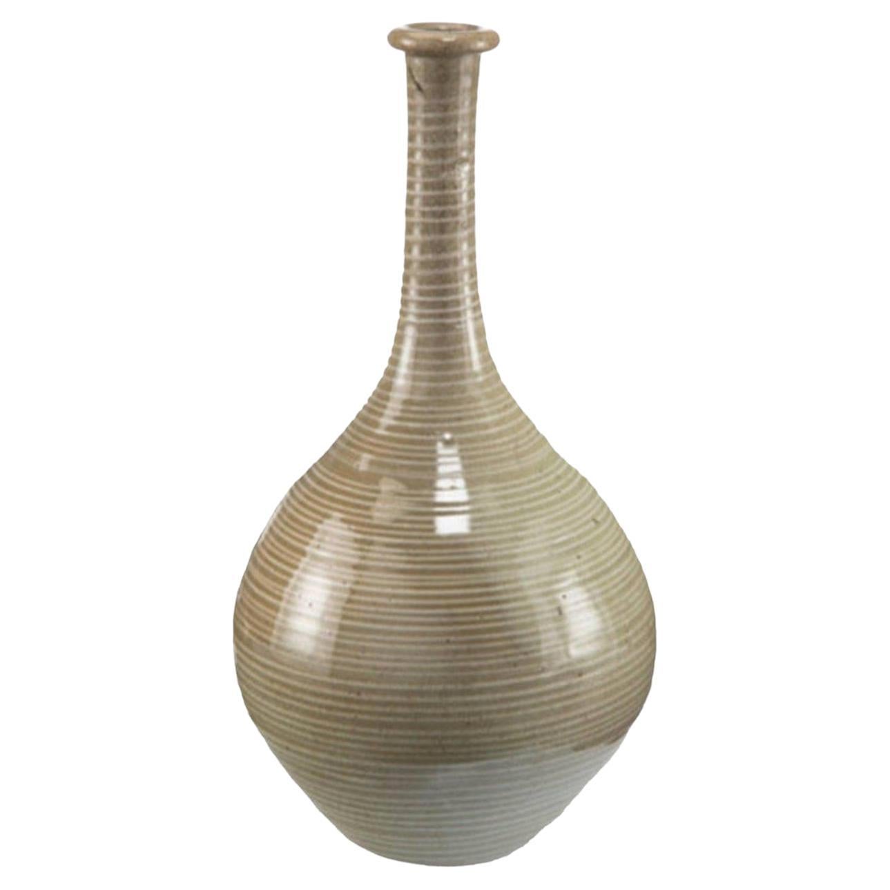 Seltene japanische Edo-Periode Seto Ware Keramik Bottleneck Vase im Angebot