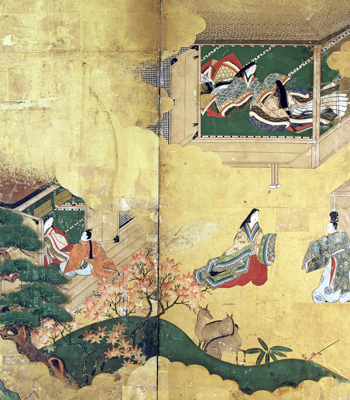 Edo 18°th Century Japanese Gold Leaf Screen For Sale