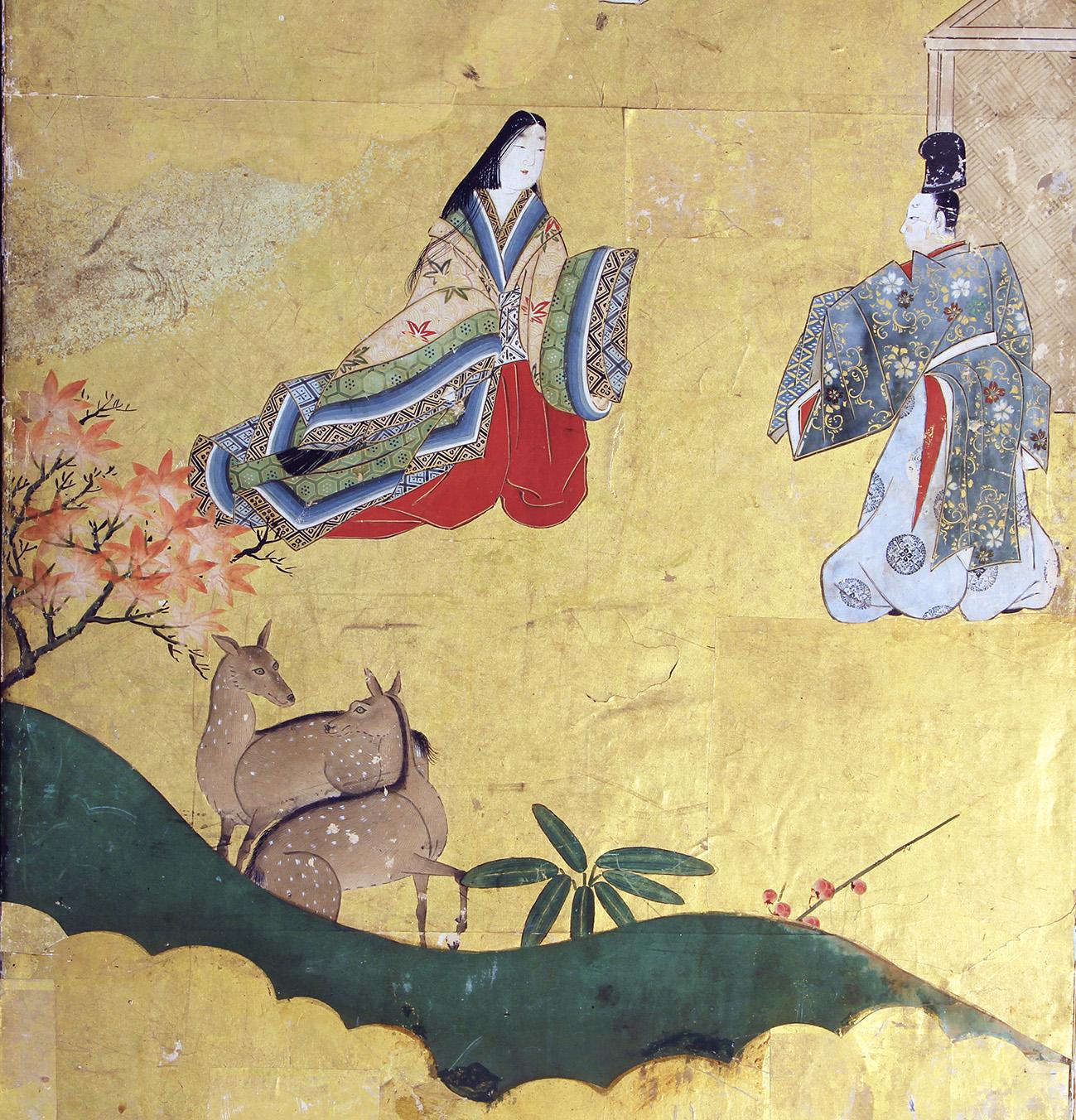 18°th Century Japanese Gold Leaf Screen In Good Condition For Sale In Brescia, IT