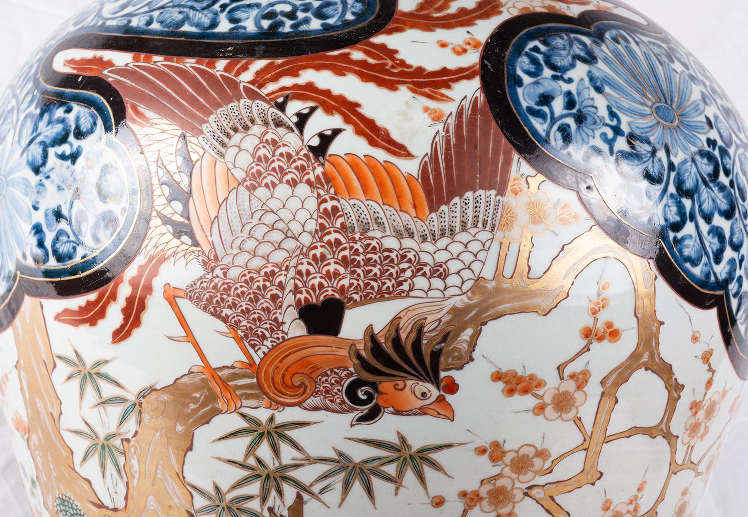 Hand-Painted 18th Century Japanese Imari Lidded Vase