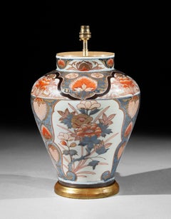 18th Century Japanese Imari Table Lamp with Gilded Base