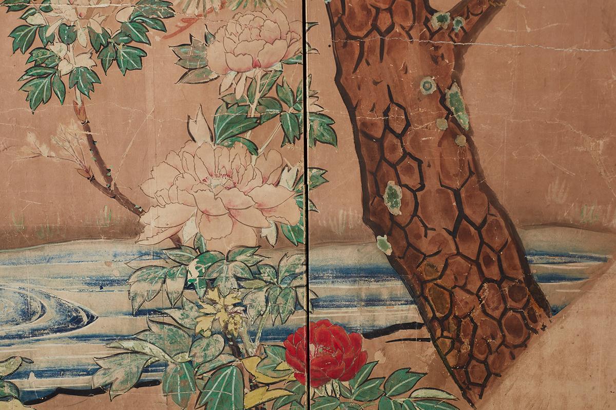 18th Century Japanese Peacock Screen Kano School 4