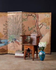 18th Century Japanese Peacock Screen Kano School