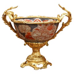 18th Century Japanese Porcelain and Bronze Dore Imari Bowl on Stand