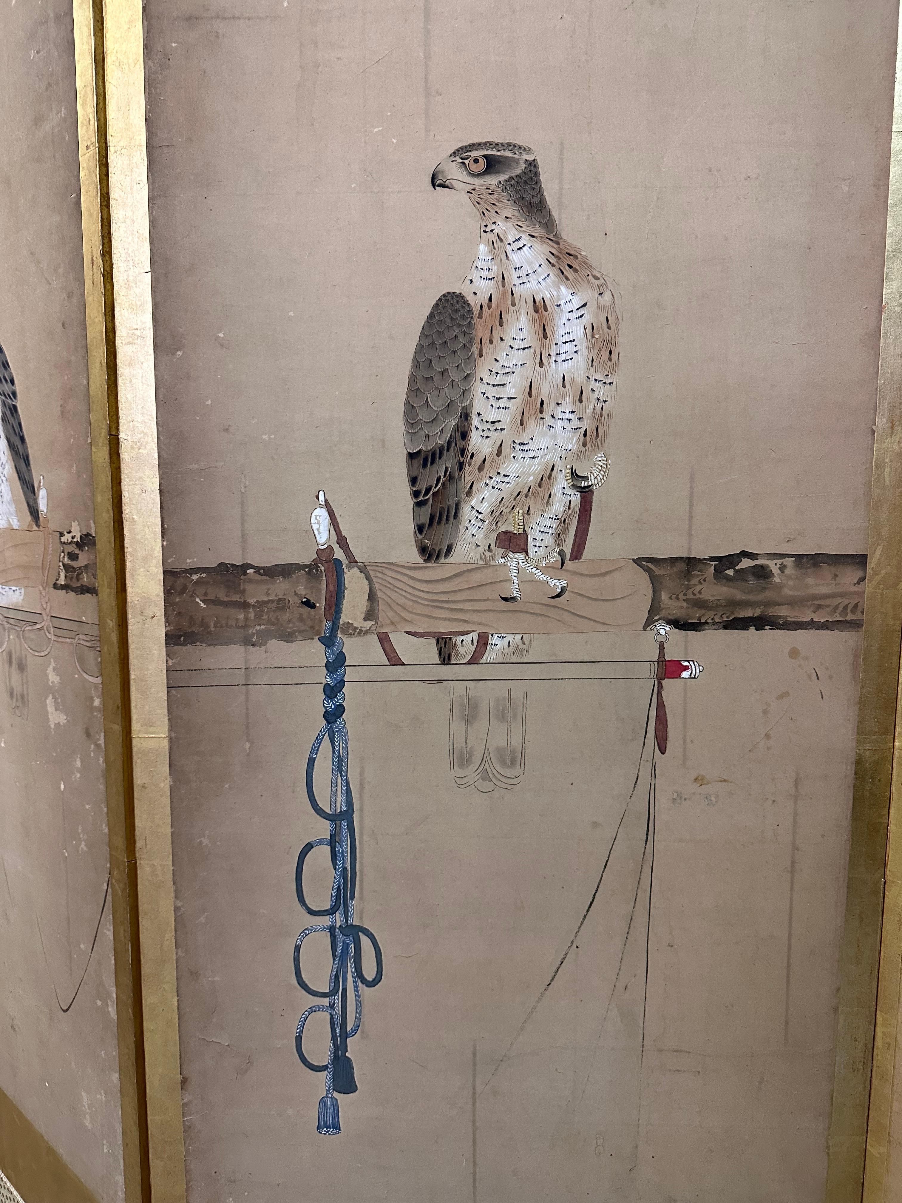 18th Century Japanese Screen: Takagari ( Hawk Falconary ) 6