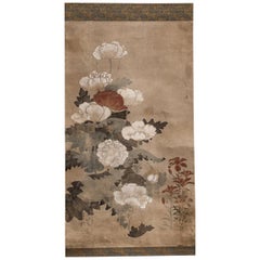 Antique 18th Century Japanese Scroll of Poppies