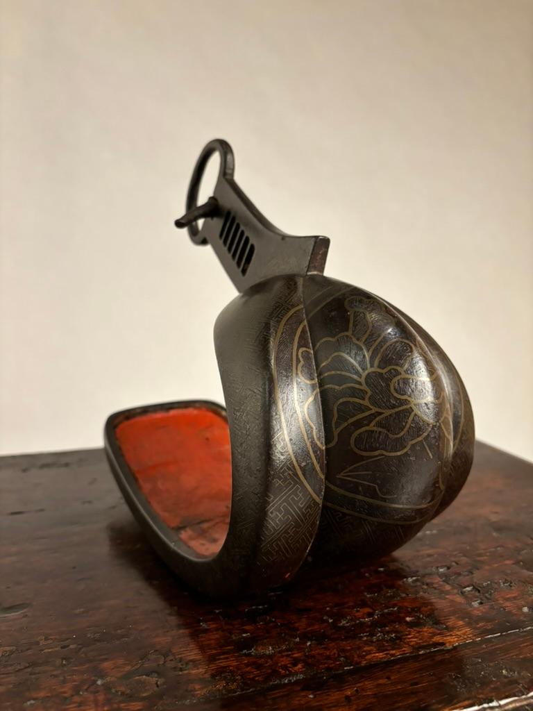 18th Century Japanese Silver Inlaid Iron Shogun Stirrup Abumi 18th Century Japanese Silver Inlaid Iron Shogun Stirrup Abumi