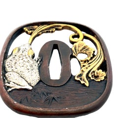 18th Century Japanese Tsuba w/ 18k Yellow Gold Decoration