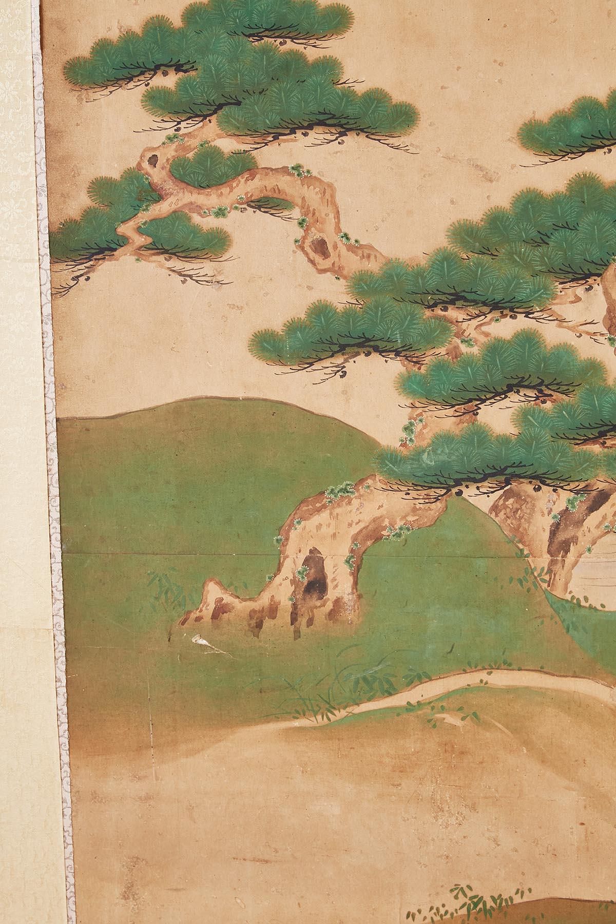 18th Century Japanese Two-Panel Kano School Screen 6