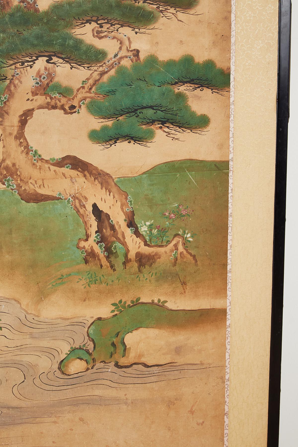 18th Century Japanese Two-Panel Kano School Screen 8
