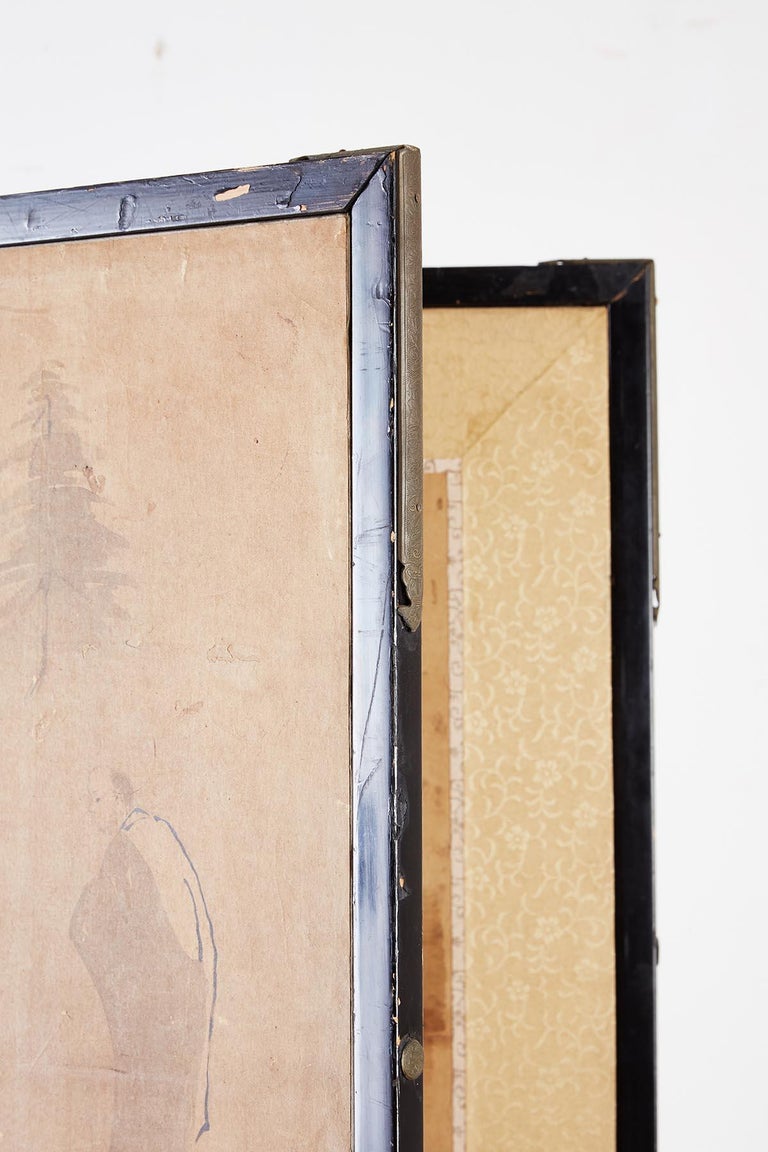 18th Century Japanese Two-Panel Kano School Screen at 1stDibs