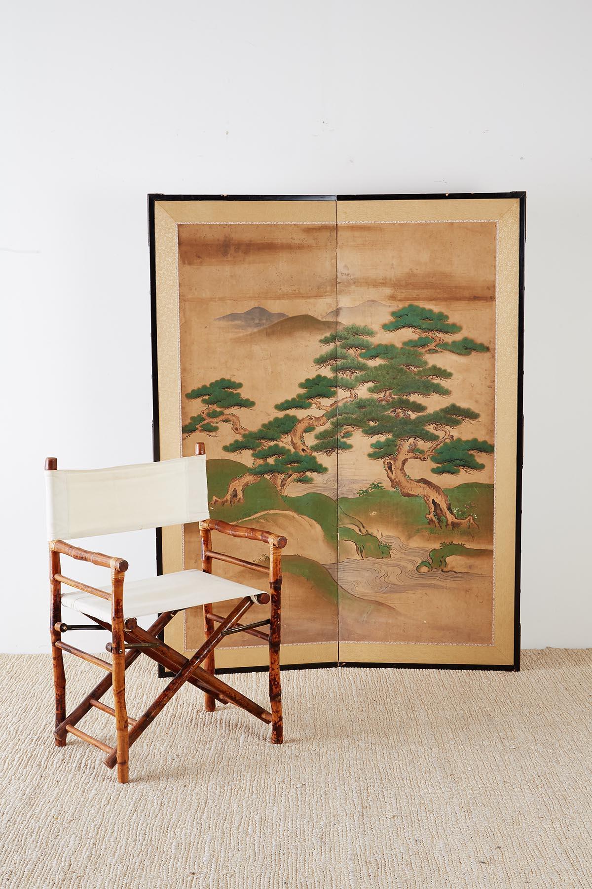 18th Century Japanese Two-Panel Kano School Screen 4