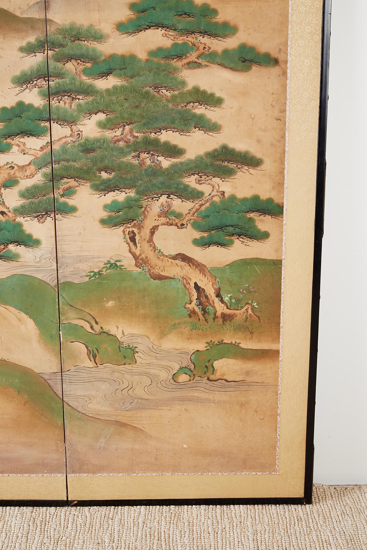 18th Century Japanese Two-Panel Kano School Screen 3