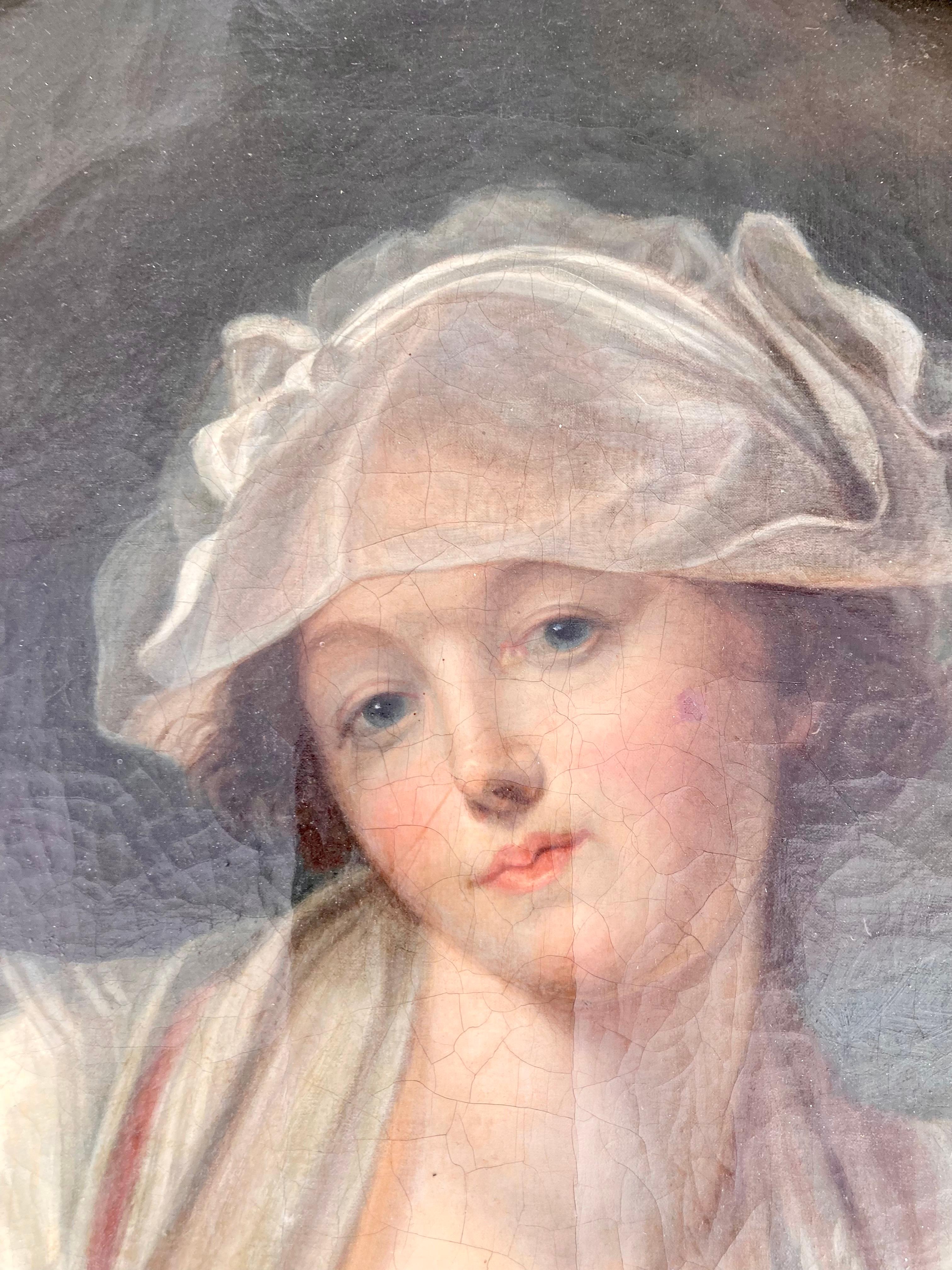 Peinture de maître française du 18e siècle de style Jean-Baptiste Greuze Bon état à Los Angeles, CA