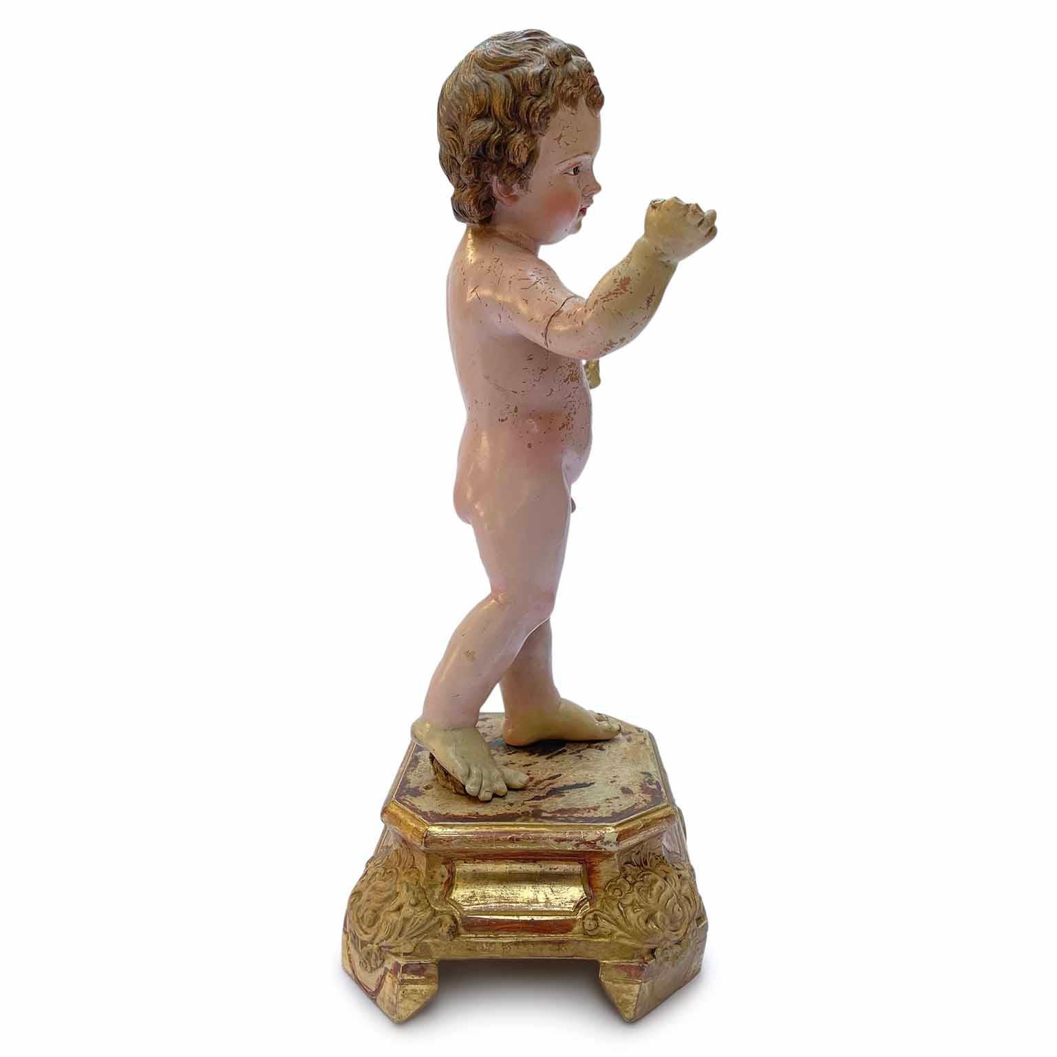 Baroque 18th Century Jesus Child Terracotta Figure Holy Devotional Italian Art For Sale