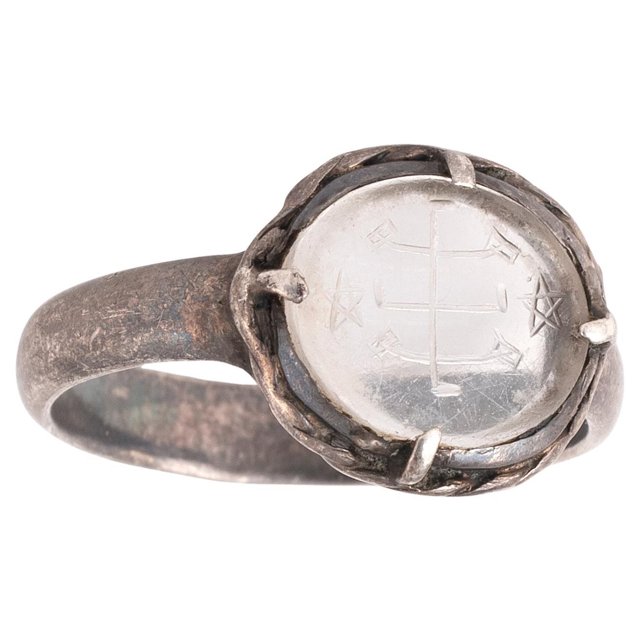 Anillo calcográfico de cristal de roca judío del siglo XVIII en Bueno estado para la venta en Firenze, IT