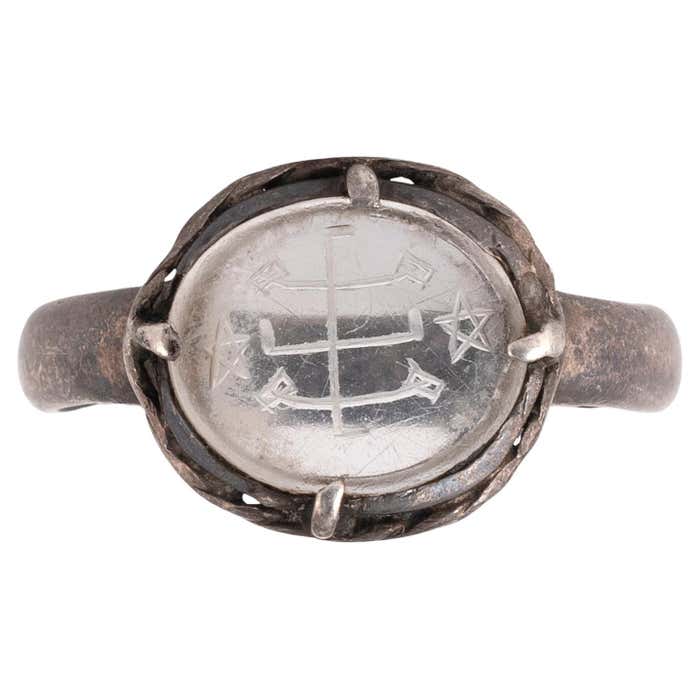 18th Century Jewish Rock Crystal Intaglio Ring For Sale at 1stDibs
