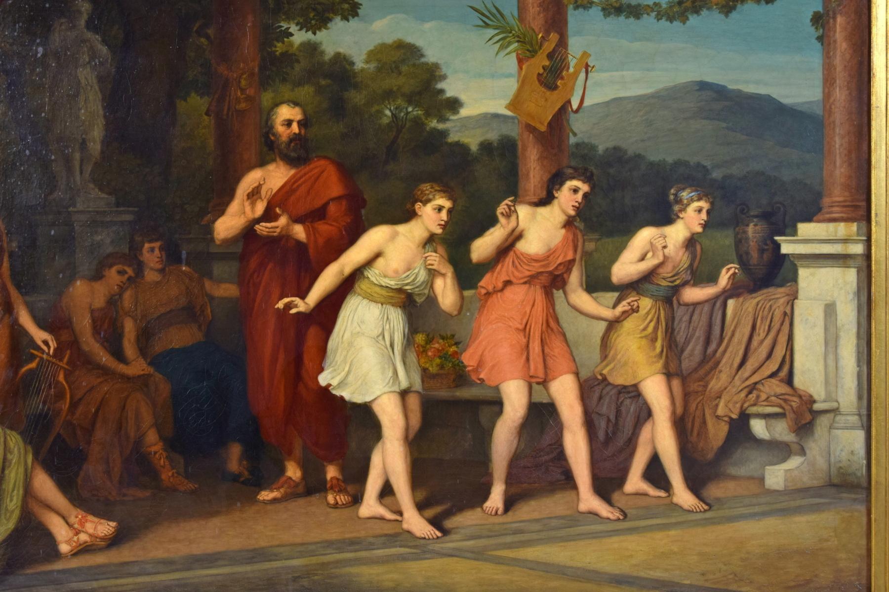 Canvas 19th Century, Dance Scene in Ancient Greece signed Johan Raphael Smith For Sale