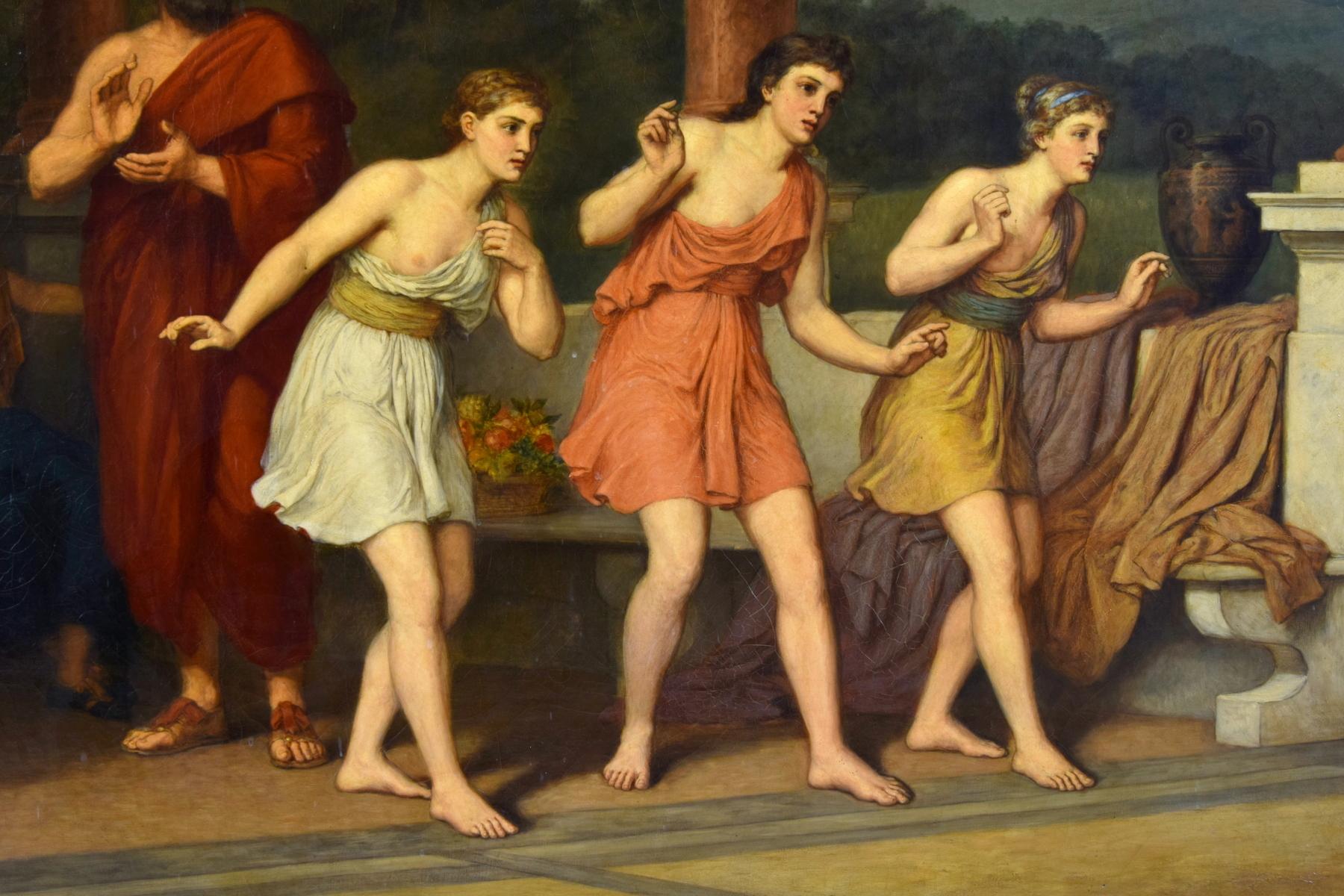 Siglo XIX, Escena de danza en la antigua Grecia firmada Johan Raphael Smith Inglés